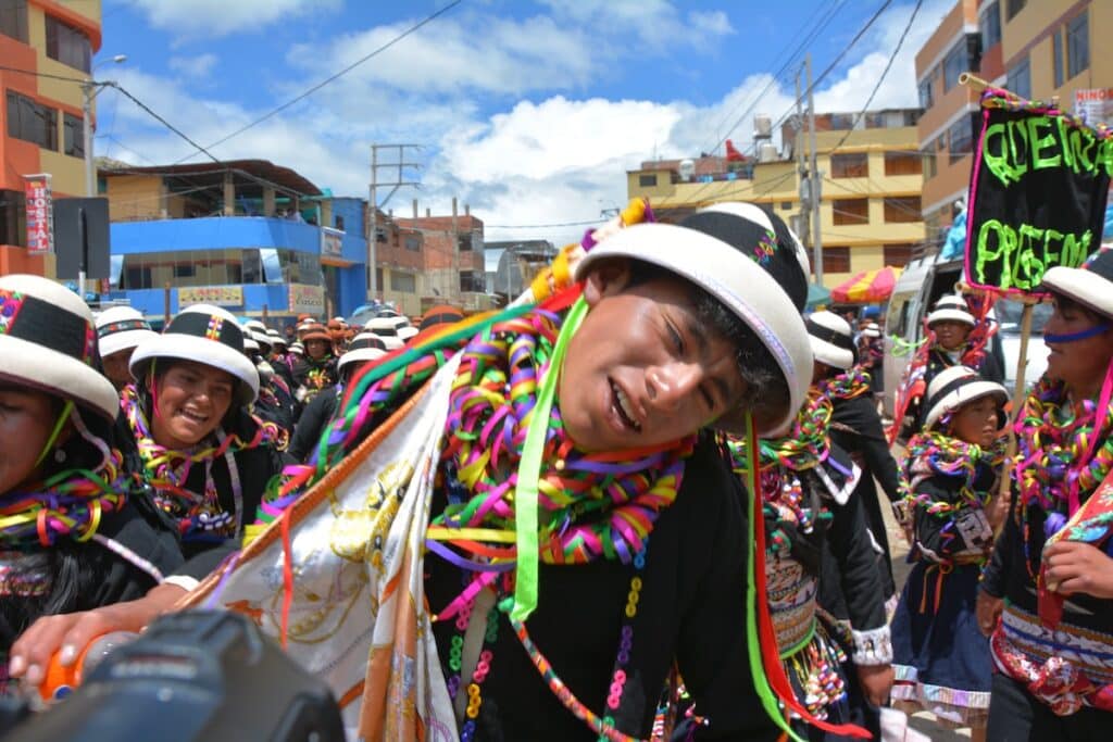 People in traditional clothing at a Carnival celbration